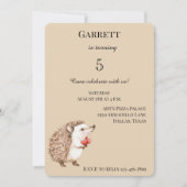 Invitation Cream Cute Hedgehog Coeurs rouges Anniversaire (Devant)