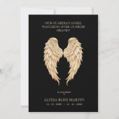 Invitation Cream Delicate Angel Wings Design Funeral Memorial (Devant)