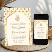 Invitation Cream Diamonds Arch Mariage musulman