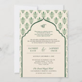 Invitation Cream Emerald Punjabi Anand Karaj Sikh Mariage (Dos)