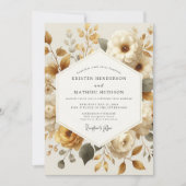 Invitation Cream Floral Autumn Romance Wedding (Devant)