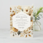 Invitation Cream Floral Autumn Romance Wedding (Debout devant)