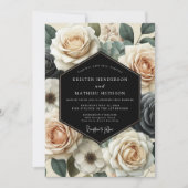 Invitation Cream Floral Romance Wedding (Devant)