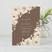Invitation Cream Floral Rustic Wedding (Debout devant)