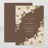 Invitation Cream Floral Rustic Wedding (Devant / Derrière)