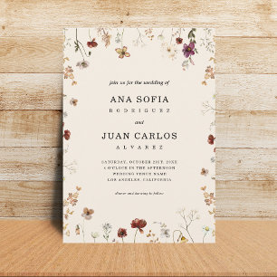 Invitation Cream Garden Fleurs sauvages QR Code Mariage photo