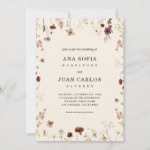 Invitation Cream Garden Fleurs sauvages QR Code Mariage photo (Devant)