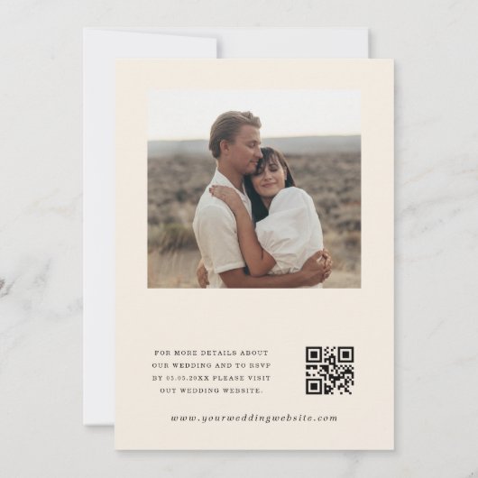 Invitation Cream Garden Fleurs sauvages QR Code Mariage photo (Dos)