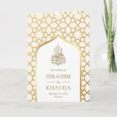 Invitation Cream Gold Motif islamique QR Code Musulman Mariag (Devant)