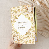 Invitation Cream Gold Paisley Floral QR Code Mariage indien