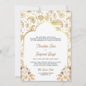 Invitation Cream Gold Paisley Floral QR Code Mariage indien (Devant)