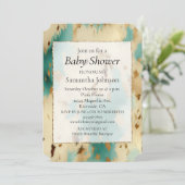 Invitation Cream Gold Turquoise Cowhide Animal (Debout devant)