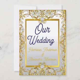 Invitation Cream & Gold Wedding Canvas Print – Ornate Frame W