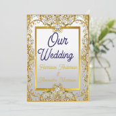 Invitation Cream & Gold Wedding Canvas Print – Ornate Frame W (Debout devant)