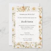 Invitation Cream Gold White Country Flowers (Devant)