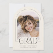 Invitation Cream Gray Modern Photo Collage Grad Announcement (Devant)