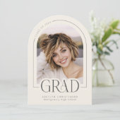 Invitation Cream Gray Modern Photo Collage Grad Announcement (Debout devant)