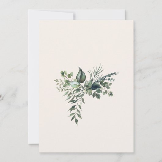 Invitation Cream Greenery Mariage détails (Dos)