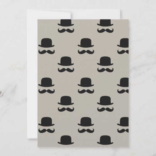 Invitation Cream Hipster Casquettes et Mustaches Mariage (Dos)