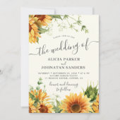 Invitation Cream ivory boho floral sunflower wedding (Devant)