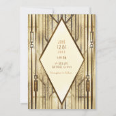 Invitation Cream Ivory Gold 20's Art Déco Gatsby Glam Mariage (Dos)