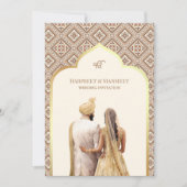 Invitation Cream Ivory Gold Punjabi Anand Karaj Sikh Mariage (Devant)