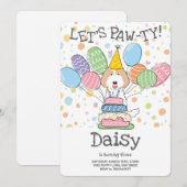 Invitation Cream Labradoodle Chien Anniversaire Fête Invitati (Devant / Derrière)