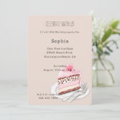 Invitation Cream Leopard Animal Pink Heart Cake Birthday (Debout devant)