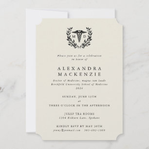 Invitation Cream MD Caduceus + Laurel Wreath Graduation