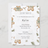 Invitation Cream Mint Green Gingerbread Cookies Birthday (Devant)