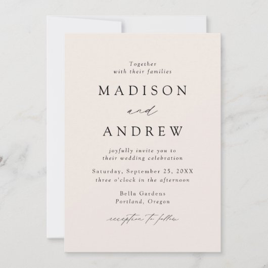 Invitation Cream Modern Elegance Wedding (Devant)