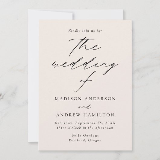 Invitation Cream Modern Elegance Wedding (Devant)