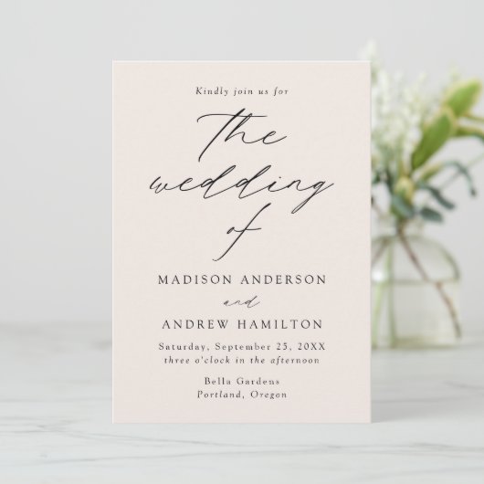 Invitation Cream Modern Elegance Wedding (Debout devant)