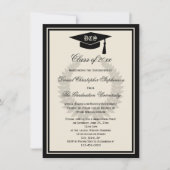 Invitation Cream Monogram Laurel Classic College Graduation (Devant)