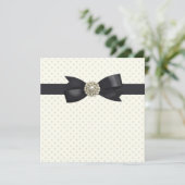 Invitation Cream Pearl Bow Black Cravate Party et événement (Debout devant)