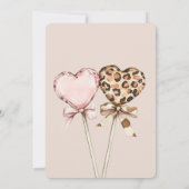 Invitation Cream Pink Leopard Hearts Birthday (Dos)