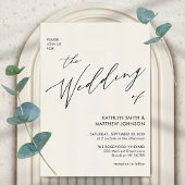 Invitation Cream QR Code Tout en un Mariage moderne chic