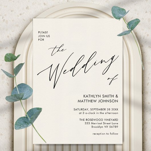 Invitation Cream QR Code Tout en un Mariage moderne chic