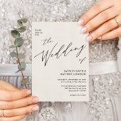 Invitation Cream QR Code Tout en un Mariage moderne chic