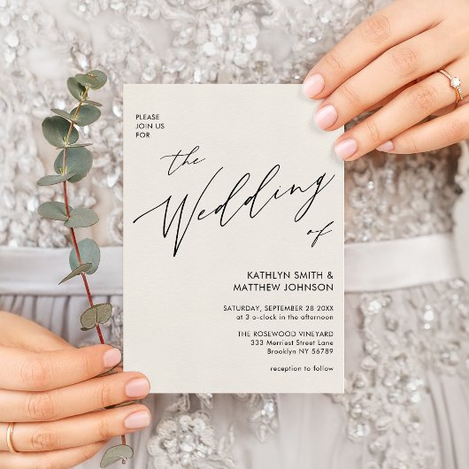 Invitation Cream QR Code Tout en un Mariage moderne chic