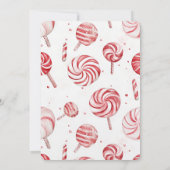 Invitation Cream Red Candy Cane Stripes Lollipops Birthday   (Dos)