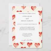Invitation Cream Red Hearts Love Mariage (Devant)