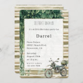 Invitation Cream Stripes Motorcycle Ivy Jungle Anniversaire (Devant / Derrière)