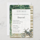 Invitation Cream Stripes Motorcycle Ivy Jungle Anniversaire (Devant)