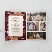 Invitation Cream Terracotta Floral QR Code Burgundy Wedding (Intérieur)