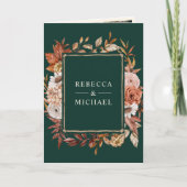 Invitation Cream Terracotta Floral QR Code Emerald Wedding (Devant)