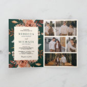 Invitation Cream Terracotta Floral QR Code Emerald Wedding (Intérieur)