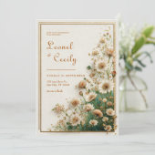 Invitation Cream Textured Gold Astrantia Wedding (Debout devant)