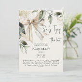 Invitation Cream Tying Knot Bow Hydrangea Wedding shower (Debout devant)