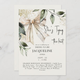 Invitation Cream Tying Knot Bow Hydrangea Wedding shower